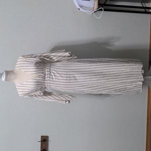 Billabong Striped Wrap Robe Black Cream Dress S